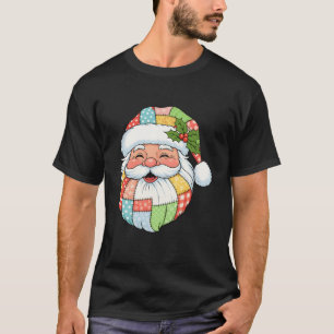 Santa Claus Face Patchwork Folk Weihnachten Weihna T-Shirt