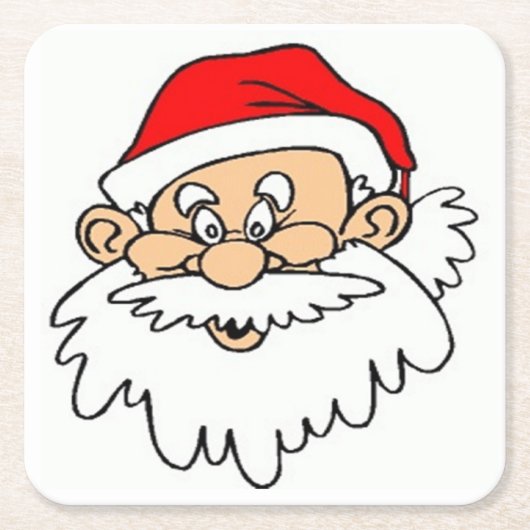 SANTA CLAUS FACE RECHTECKIGER PAPPUNTERSETZER (Vorderseite)