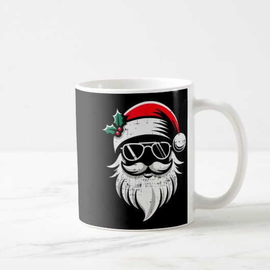 Santa Claus Face Sungles With Hat Beard Christmas Kaffeetasse (Rechts)