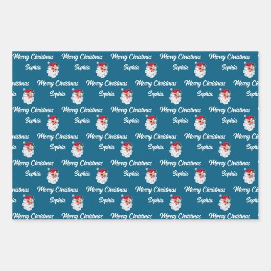 Santa Claus Face | Weihnachtsgeschenk Geschenkpapier Set (Vorderseite 3)