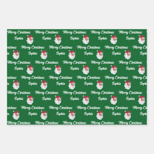 Santa Claus Face | Weihnachtsgeschenk Geschenkpapier Set (Vorderseite 2)