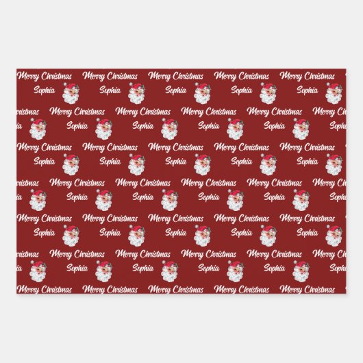 Santa Claus Face | Weihnachtsgeschenk Geschenkpapier Set (Vorderseite)