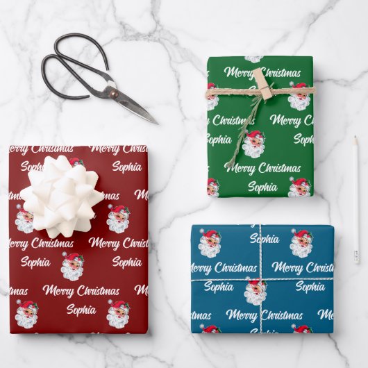 Santa Claus Face | Weihnachtsgeschenk Geschenkpapier Set (Vorderseite)