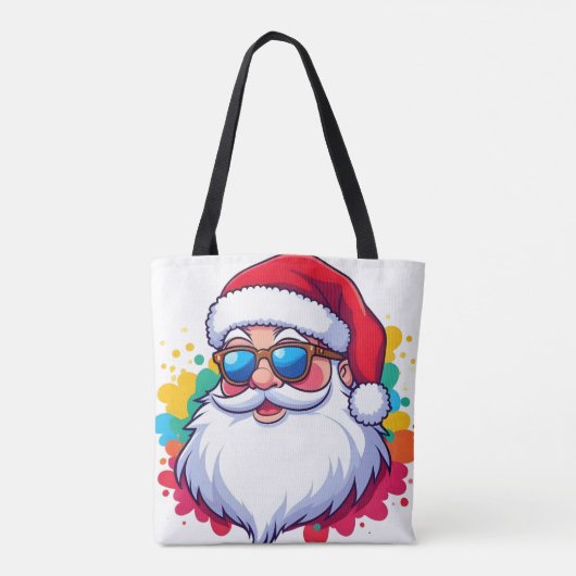 Santa Claus Face With Paint Splatter Christmas Tasche (Rückseite)