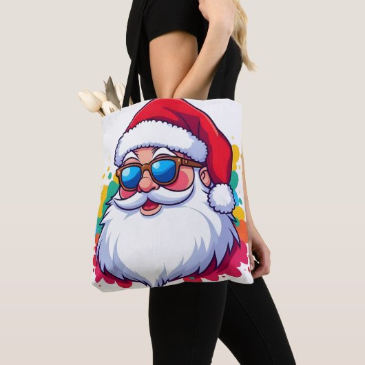 Santa Claus Face With Paint Splatter Christmas Tasche (Von Nahem)