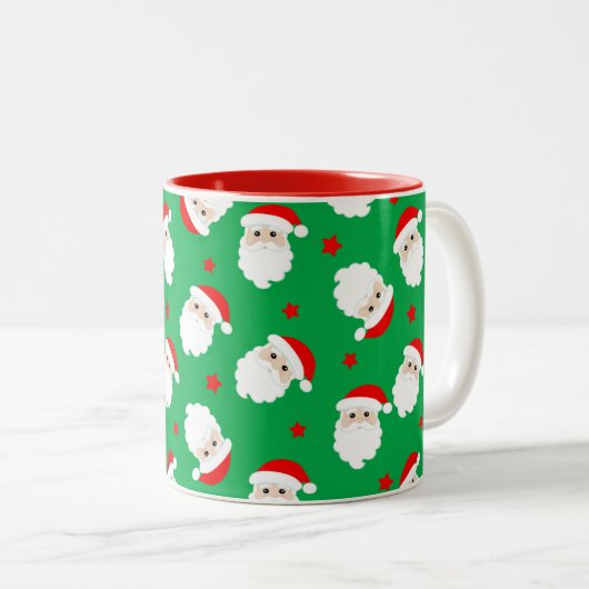 Santa Claus Faces Christmas Coffee Mug Xmas Cup Zweifarbige Tasse (VorderseiteRechts)