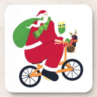Santa Claus Fahrrad Getränkeuntersetzer
