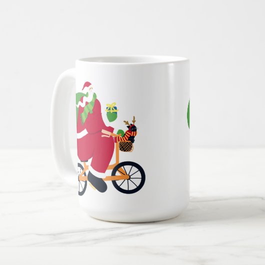 Santa Claus Fahrrad Kaffeetasse (Vorderseite Links)