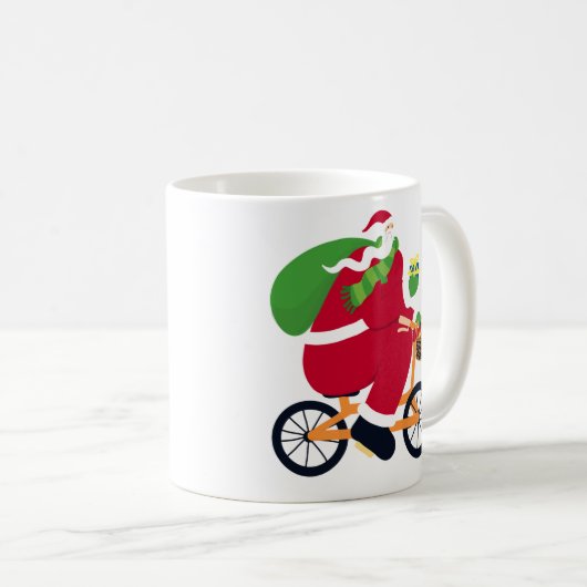 Santa Claus Fahrrad Kaffeetasse (VorderseiteRechts)