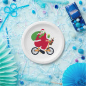 Santa Claus Fahrrad Pappteller (Party)