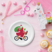 Santa Claus Fahrrad Pappteller (Party)