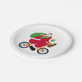 Santa Claus Fahrrad Pappteller (Schrägansicht)