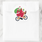 Santa Claus Fahrrad Runder Aufkleber (Tasche)