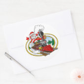 Santa Claus fährt eine Dampflokomotive Runder Aufkleber (Umschlag)