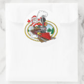 Santa Claus fährt eine Dampflokomotive Runder Aufkleber (Tasche)