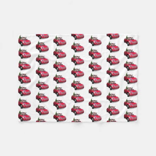 Santa Claus fährt einen Mini Fleecedecke (Vorderseite (Horizontal))