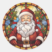 Santa Claus Festglass Weihnachtsfenster Runder Aufkleber (Vorderseite)
