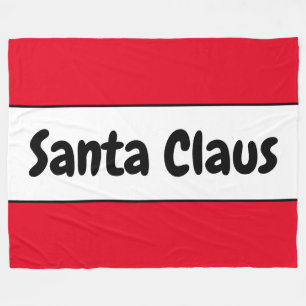 SANTA CLAUS Festive Retro Bright Red White Stripes Fleecedecke