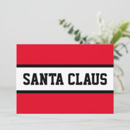 SANTA CLAUS Fett Sporty Red Schwarz-weiß Stripes Feiertagskarte