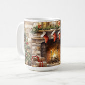 Santa Claus Feuerplatz Roter Strumpf Kamin Kaffeetasse (Vorderseite Links)