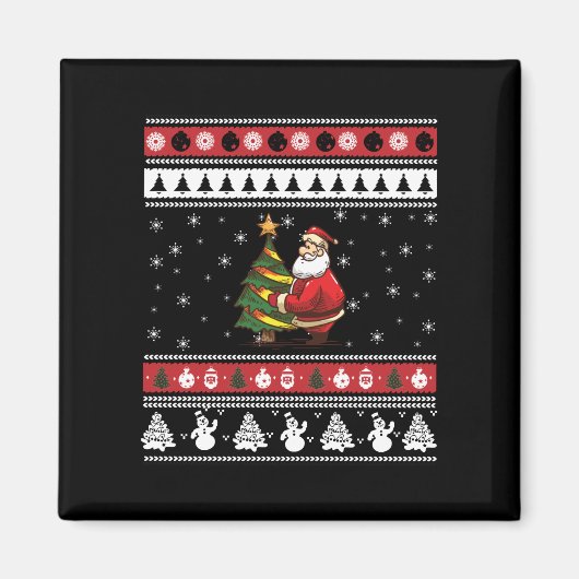 Santa Claus Fir Tree Ugly Weihnachten Magnet (Vorne)