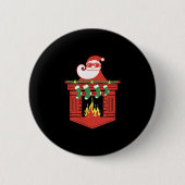 Santa Claus Fireplace Cket Funny Christmas  Button (Vorderseite)