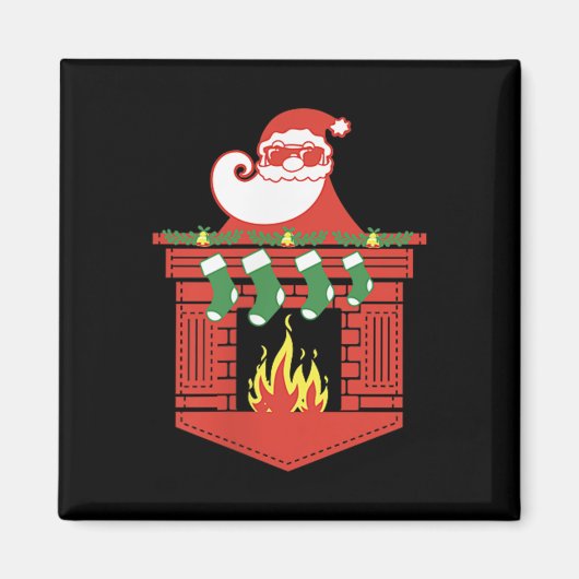 Santa Claus Fireplace Cket Funny Christmas  Magnet (Vorne)