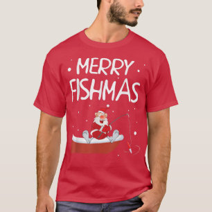 Santa Claus Fischen rund um das Schneemeer Frosche T-Shirt
