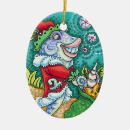 SANTA CLAUS FISH TALES, STARFISH, BAG of SAASHELLS Keramik Ornament