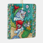 SANTA CLAUS FISH TALES, STARFISH, BAG of SAASHELLS Keramikornament (Rechts)