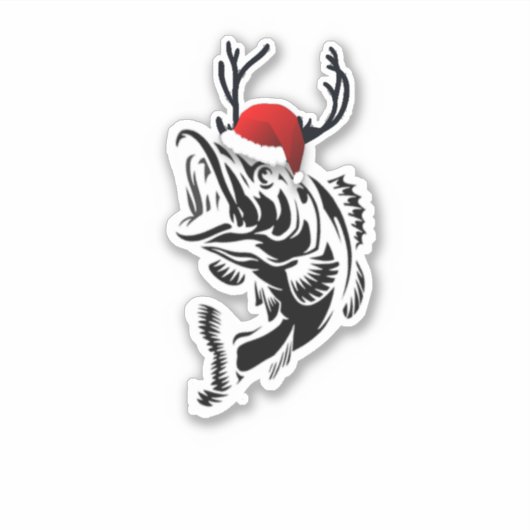 Santa Claus Fishmas Fish Fish Weihnachtsfische Ren Aufkleber (Vorderseite)