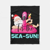 Santa Claus Flamingo Float Tis The Sea-sun Christm Fleecedecke (Vorderseite)