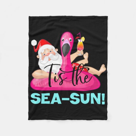 Santa Claus Flamingo Float Tis The Sea-sun Christm Fleecedecke (Vorderseite)