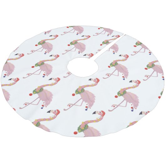 Santa claus flamingo polyester weihnachtsbaumdecke (Schrägansicht)