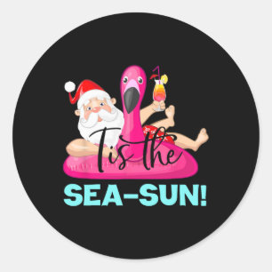 Santa Claus Flamingo Schwimmkörper Tis Die Meer-So Runder Aufkleber