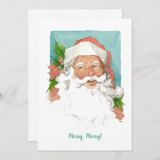 Santa Claus Flat Grußkarte Dankeskarte (Vorne/Hinten)