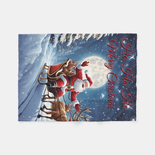 Santa Claus Fleece Blanket (Vorderseite (Horizontal))