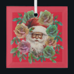 SANTA CLAUS FLORAL CHRISTMAS GIFT ORNAMENT AUS GLAS<br><div class="desc">SANTA CLAUS FLORAL CHRISTMAS GIFT MIT BLUME.</div>