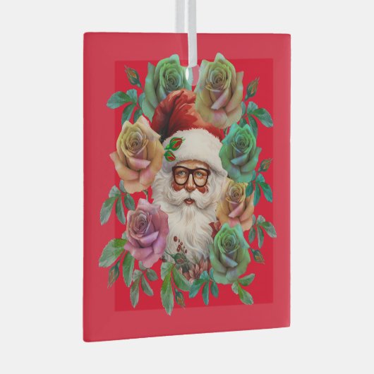 SANTA CLAUS FLORAL CHRISTMAS GIFT ORNAMENT AUS GLAS (Vorderseite Rechts)