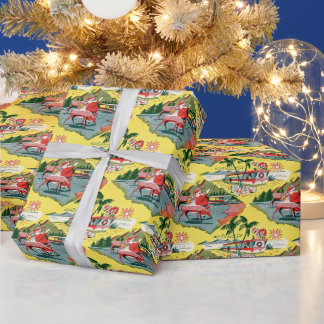 Santa Claus Florida Trailer Mitte des Jahrhunderts Geschenkpapier