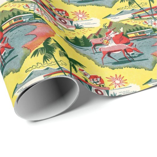 Santa Claus Florida Trailer Mitte des Jahrhunderts Geschenkpapier (Rolleneckpunkt)