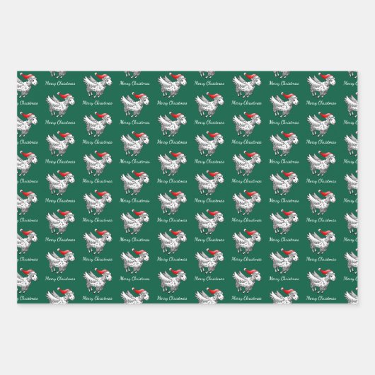 Santa Claus Flying Christmas Sheep Geschenkpapier Set (Vorderseite 2)