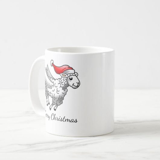 Santa Claus Flying Christmas Sheep Kaffeetasse (Vorderseite Links)