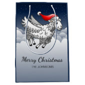 Santa Claus Flying Christmas Sheep Mittlere Geschenktüte (Vorderseite)
