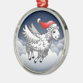 Santa Claus Flying Christmas Sheep Ornament Aus Metall (Links)