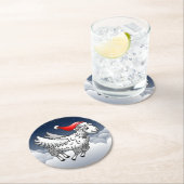 Santa Claus Flying Christmas Sheep Runder Pappuntersetzer (Vor Ort)