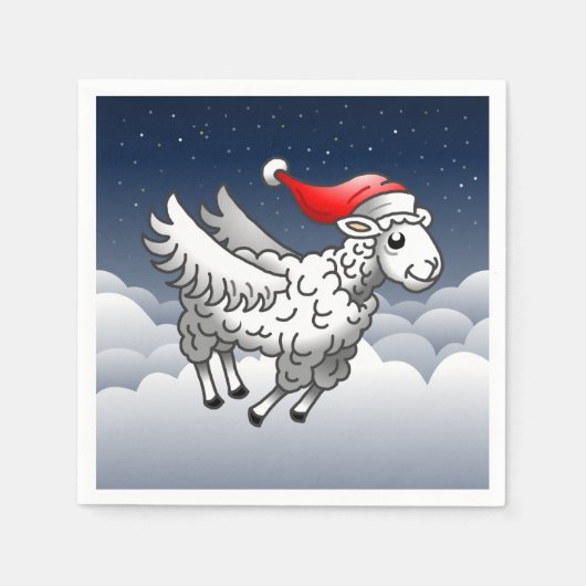 Santa Claus Flying Christmas Sheep Serviette (Vorderseite)