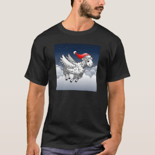 Santa Claus Flying Christmas Sheep T-Shirt