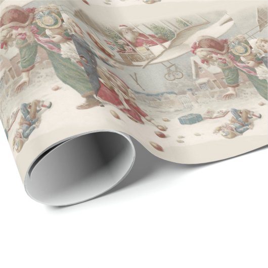 Santa Claus Flying Toys Weihnachtsbaumkinder Geschenkpapier (Rolleneckpunkt)