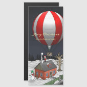 Santa Claus flying with a hot air balloon Magnetkarte (Vorne/Hinten)